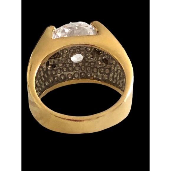 Cubic Zirconia Gold plate Silver Cluster Accent Stones Cocktail bling Size 8 - Picture 8 of 11